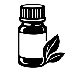 Essential Oil Bottle Black and White Clipart Graphic Element