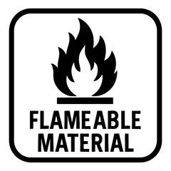 Black Graphic Flammable Material Sign. Graphic Element Vector Icon Representing Fire Hazard Warning.