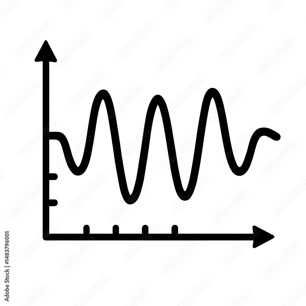 Poster black outline wavy line graph. graphic element vector icon representing waveform, frequency, or data