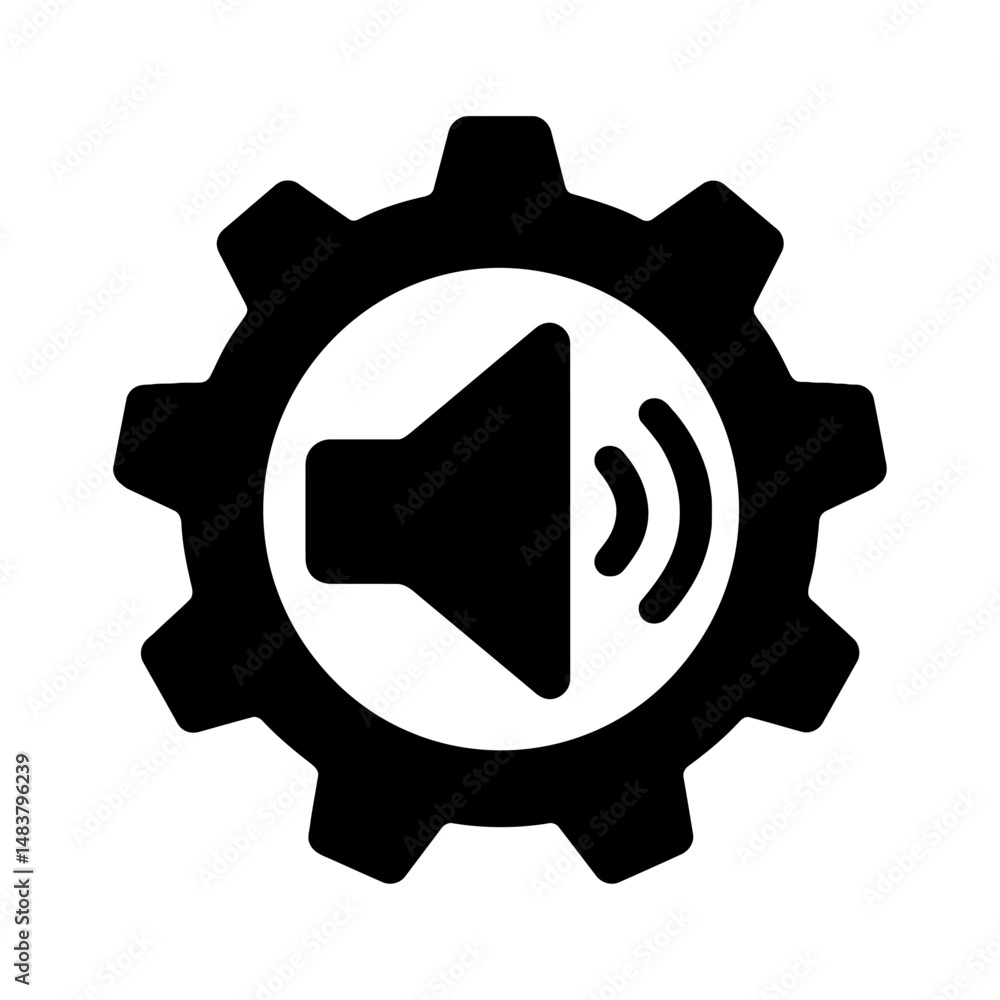 Poster black graphic sound settings gear. graphic element vector icon representing audio configuration or v