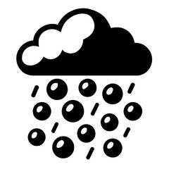 Black Graphic Cloud with Hail or Sleet. Graphic Element Vector Icon Representing Precipitation.