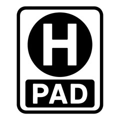 Black Graphic Heliport Pad Sign. Graphic Element Vector Icon Representing Helicopter Landing Zone or Helipad.