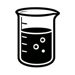 Black Graphic Laboratory Beaker. Graphic Element Vector Icon Representing Measurement or Experiment.