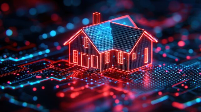 Digital house on circuitry - Powered by Adobe