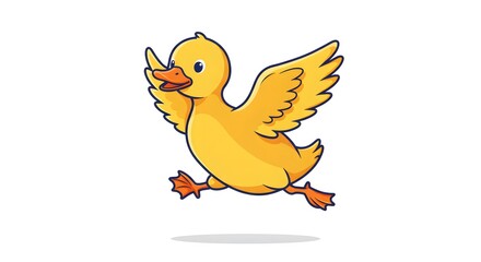 Cute Flying Duckling Cartoon Character Illustration