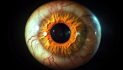 Close-up of a Human Eye with Detailed Iris and Blood Vessels