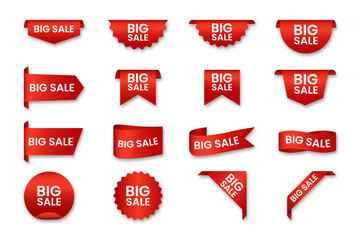 Big Sale Red Labels and Tags – Vector Promotion Ribbon Set
