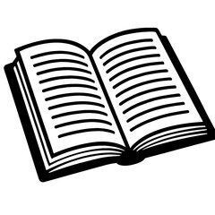 Black Silhouette Open Book. Graphic Element Vector Icon Representing Reading, Knowledge, or Education.