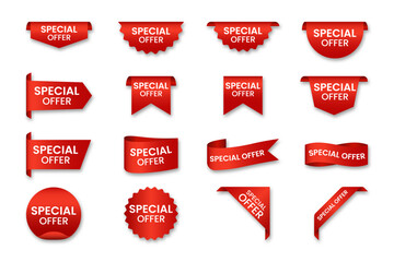 Red Special Offer Labels and Tags Set – Vector Promotion Badges