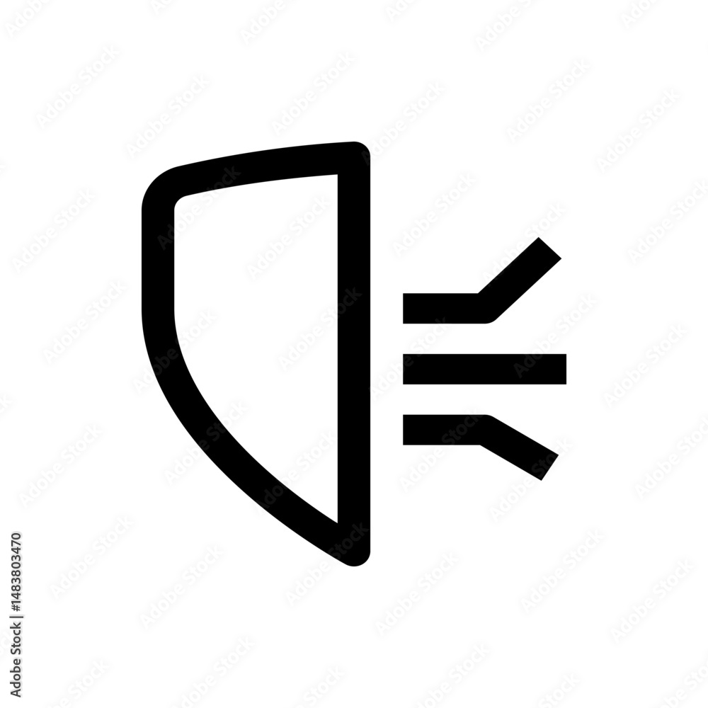 Poster illustration of a car fog light indicator with a distinct lamp shape and three horizontal lines symb