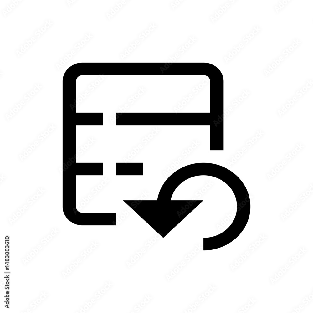 Poster black outline of a database icon with a circular arrow pointing down indicating a data download proc