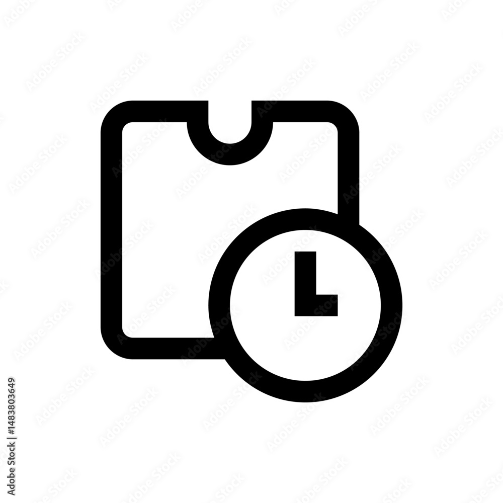Poster box with a clock indicating delivery time and schedule for package arrival and shipping service icon