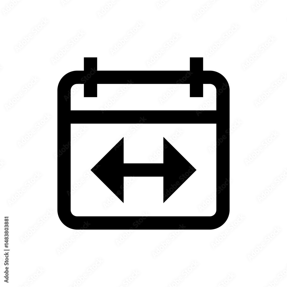Poster black calendar icon with left and right arrows indicating date range or schedule adjustment options 