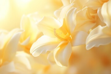 Fototapeta premium Delicate, luminous lilies bathed in golden light