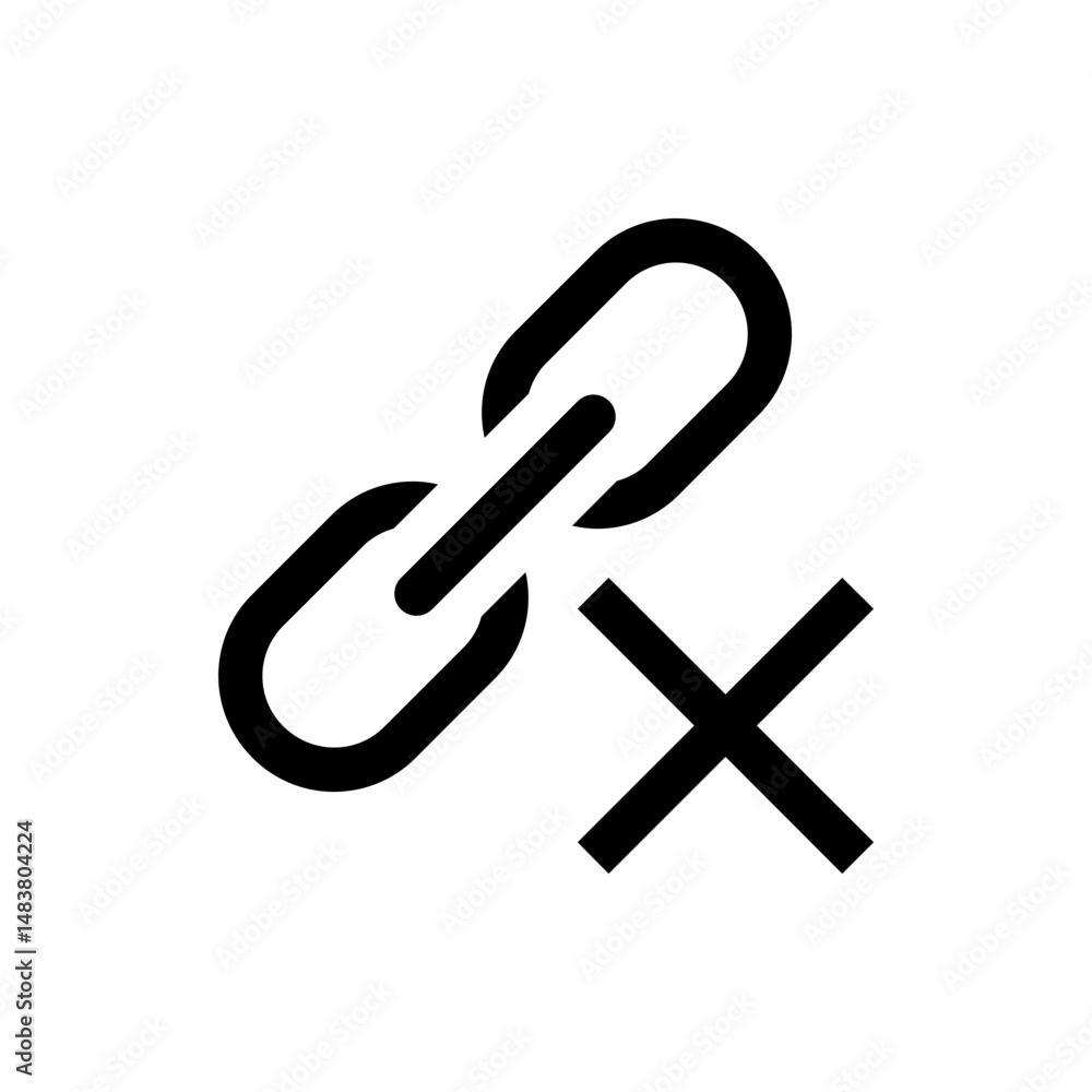 Poster a black chain link icon with a bold x mark indicating a broken or disabled connection visual element