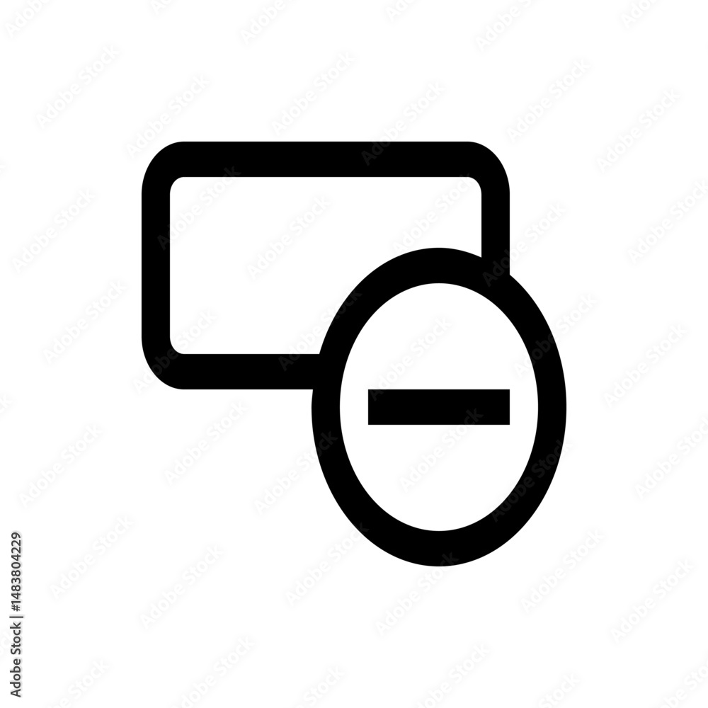 Aufkleber a simple black and white graphic of a rounded rectangle with a circle and a minus sign overlapping i