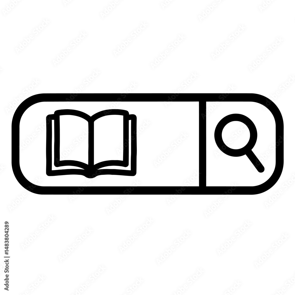 Poster black outline search instructions. graphic element vector icon representing information lookup or he