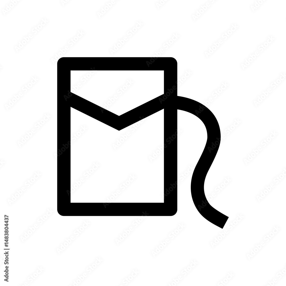Poster Illustration of a rectangular shape with a pointed top and a curved line extending from the side