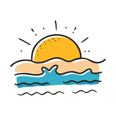 sunset at beach icon, sunset at beach vector illustration-simple illustration of sunset at beach, perfect for sunset at beach logos and icons
