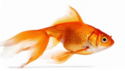Fototapeta premium single goldfish seen from the side isolated on a white background
