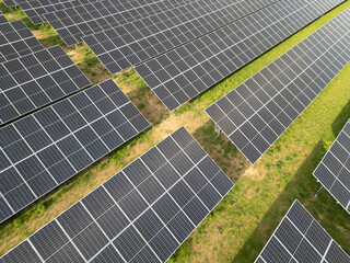 Solar power plant in the field