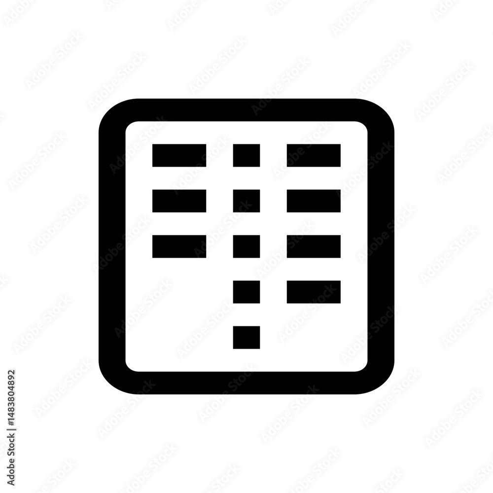 Poster illustration of a rounded rectangle containing horizontal and vertical lines forming a grid like str