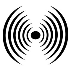 Black Graphic Radiating Sound Waves. Graphic Element Vector Icon Representing Signal, Broadcast, or Audio.