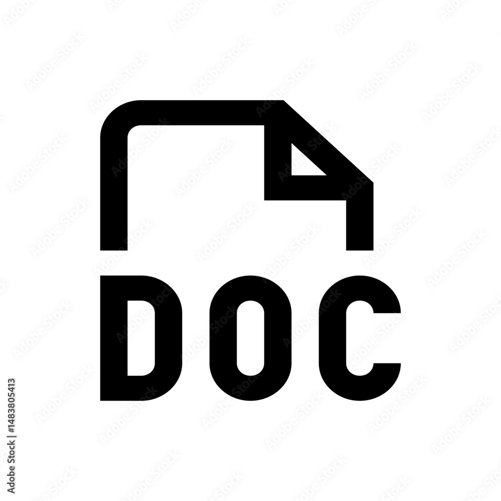 Poster illustration of a document icon with a folded corner and the letters doc displayed below the documen