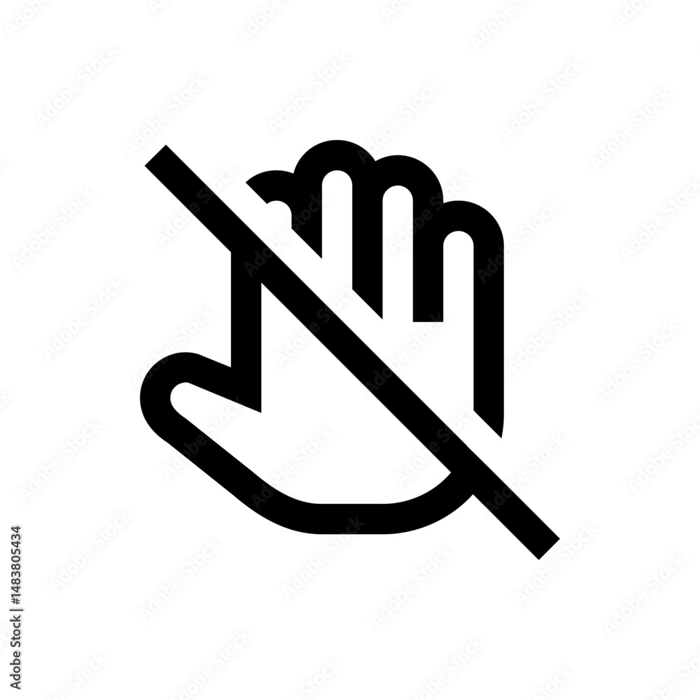Poster hand symbol with a diagonal line across it indicating prohibition or restriction of touching or acce