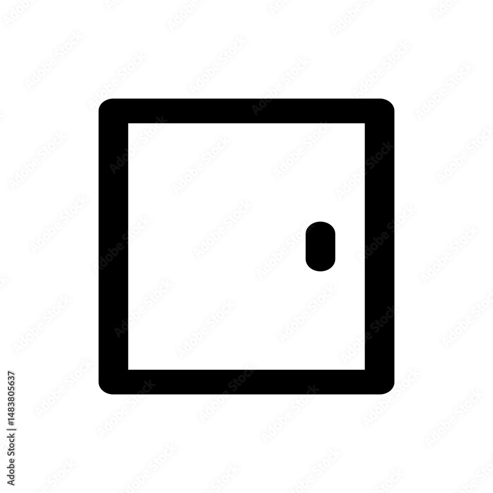 Poster a simple black outline of a closed door with a handle on a white background in a minimalist style im