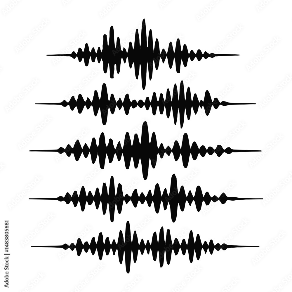 Poster black outline sound waves. graphic element vector icon representing audio, frequency, or visualizer.