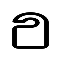 Illustration of a simple black and white door hanger with a rounded rectangular shape and top hook design