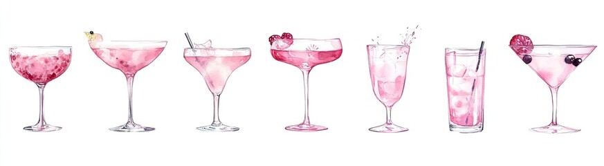 Watercolor Pink Cocktails
