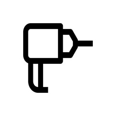 A simple black outline drawing of a power drill tool used for construction and home improvement projects