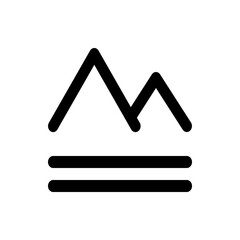Illustration of two mountain peaks above two horizontal lines in a simple minimalist style design concept