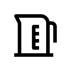 Illustration of a black outline of a kitchen measuring jug with a handle and measurement markings inside