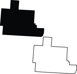 Map of Athens County Ohio USA Silhouette Flat And Outline Design