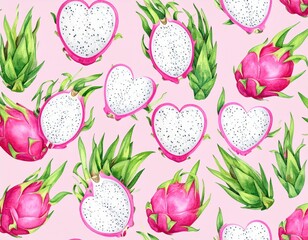 Pitaya Pattern love Valentines Day Generative AI