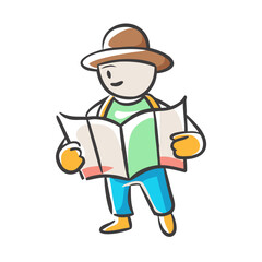 tourist with a map icon, tourist with a map vector illustration-simple illustration of tourist with a map, perfect for tourist with a map logos and icons