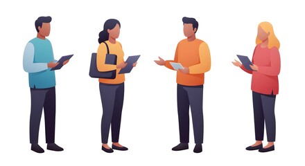 Obraz premium Diverse Group of People Using Tablets for Collaboration and Communication