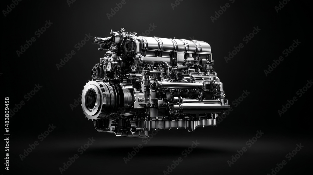 Poster high-quality image of a mechanical engine showcasing intricate details and design.