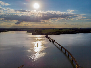 Train rail bridge over the Tiete River in the state of São Paulo