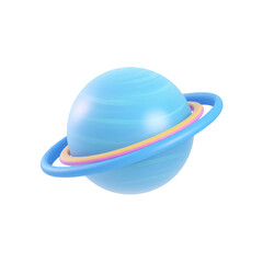 Fototapeta premium Blue planet with ring isolated on transparent background in 3D render