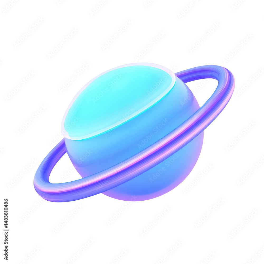 Aufkleber planet with ring isolated on transparent background, 3d rendering