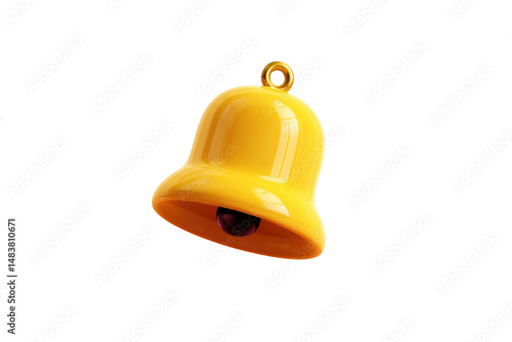 Poster yellow bell isolated on transparent background for notifications and alerts