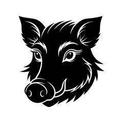boar head color style silhouette vector
