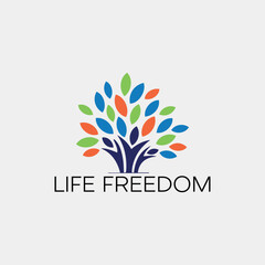 life freedom logo design vector