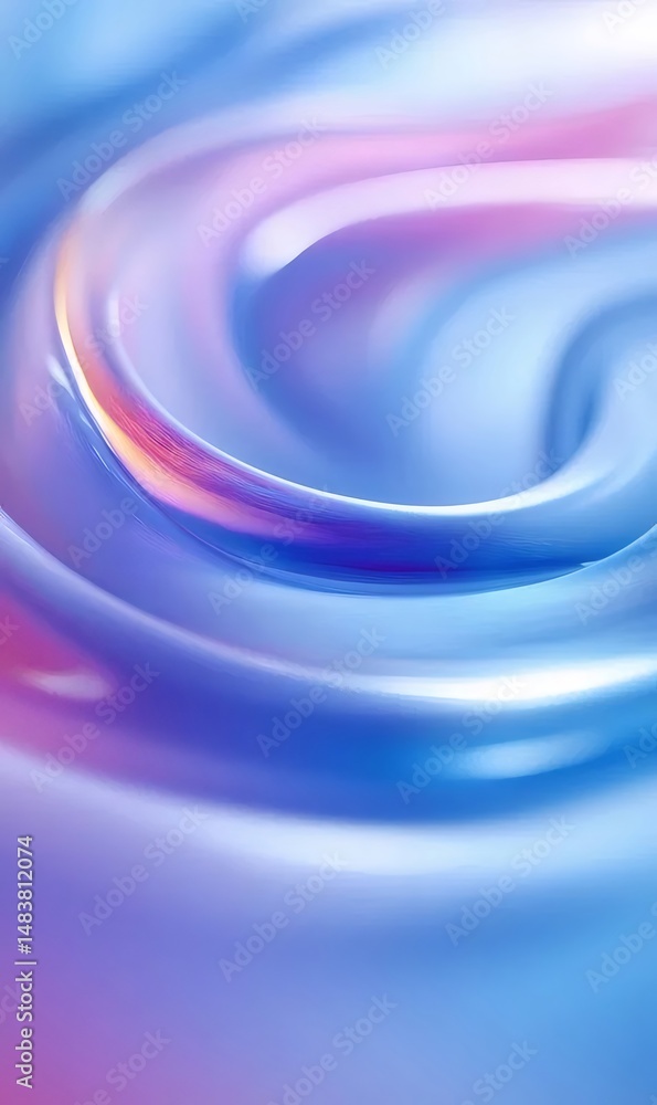 Poster 光沢のある流体波と渦巻く紫と青の色合いの抽象的な背景パターン