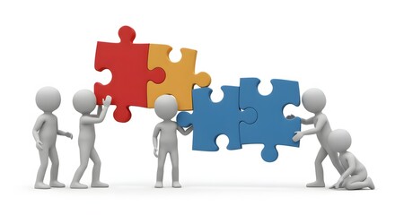 Teamwork, Collaboration, and Puzzle Piece Synergy Achieving Common Goals Through United Effort