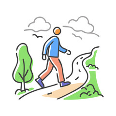 walking on a nature trail icon, walking on a nature trail vector illustration-simple illustration of walking on a nature trail, perfect for walking on a nature trail logos and icons